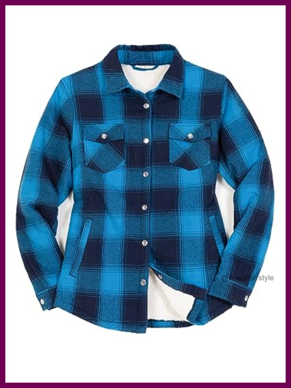 Sherpa Lined Flannel Plaid Shacket Snap Front Overshirt